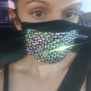 Rhinestone bling face mask